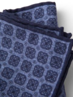 Blue Printed Cotton and Wool Square Product Thumbnail 3