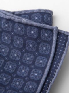 Navy Printed Cotton and Wool Square Product Thumbnail 2