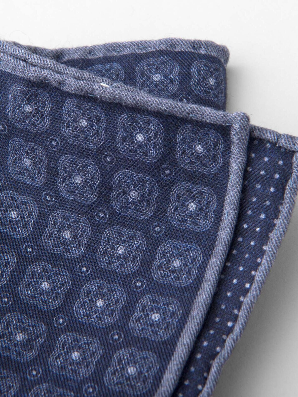 Navy Printed Cotton and Wool Square