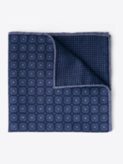 Navy Printed Cotton and Wool Square Product Thumbnail 1