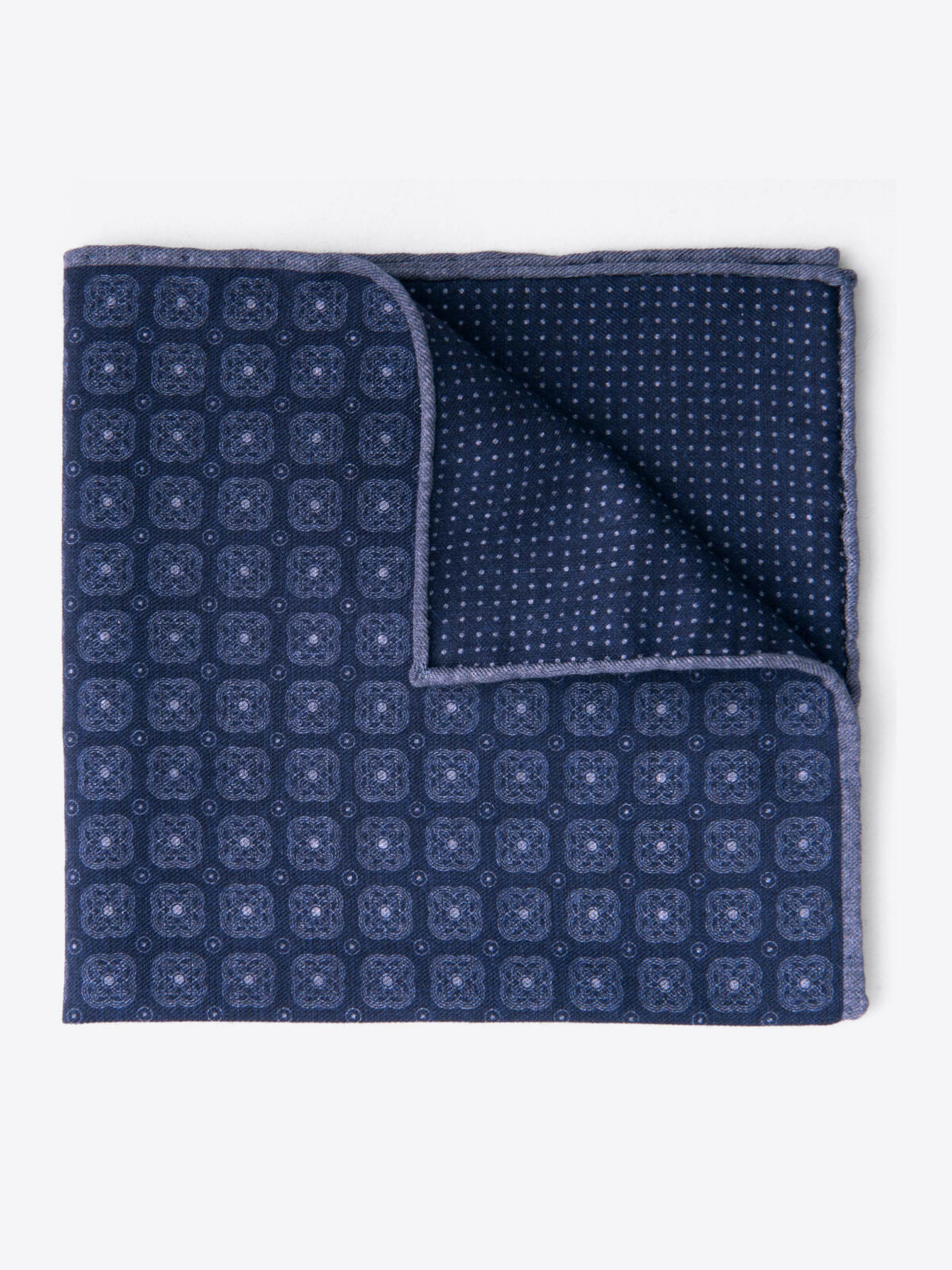 Navy Printed Cotton and Wool Square