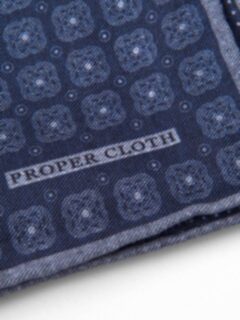 Navy Printed Cotton and Wool Square Product Thumbnail 3
