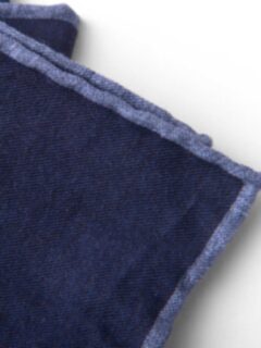Navy Melange Wool and Cotton Pocket Square Product Thumbnail 3