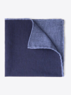 Navy Melange Wool and Cotton Pocket Square Product Thumbnail 1