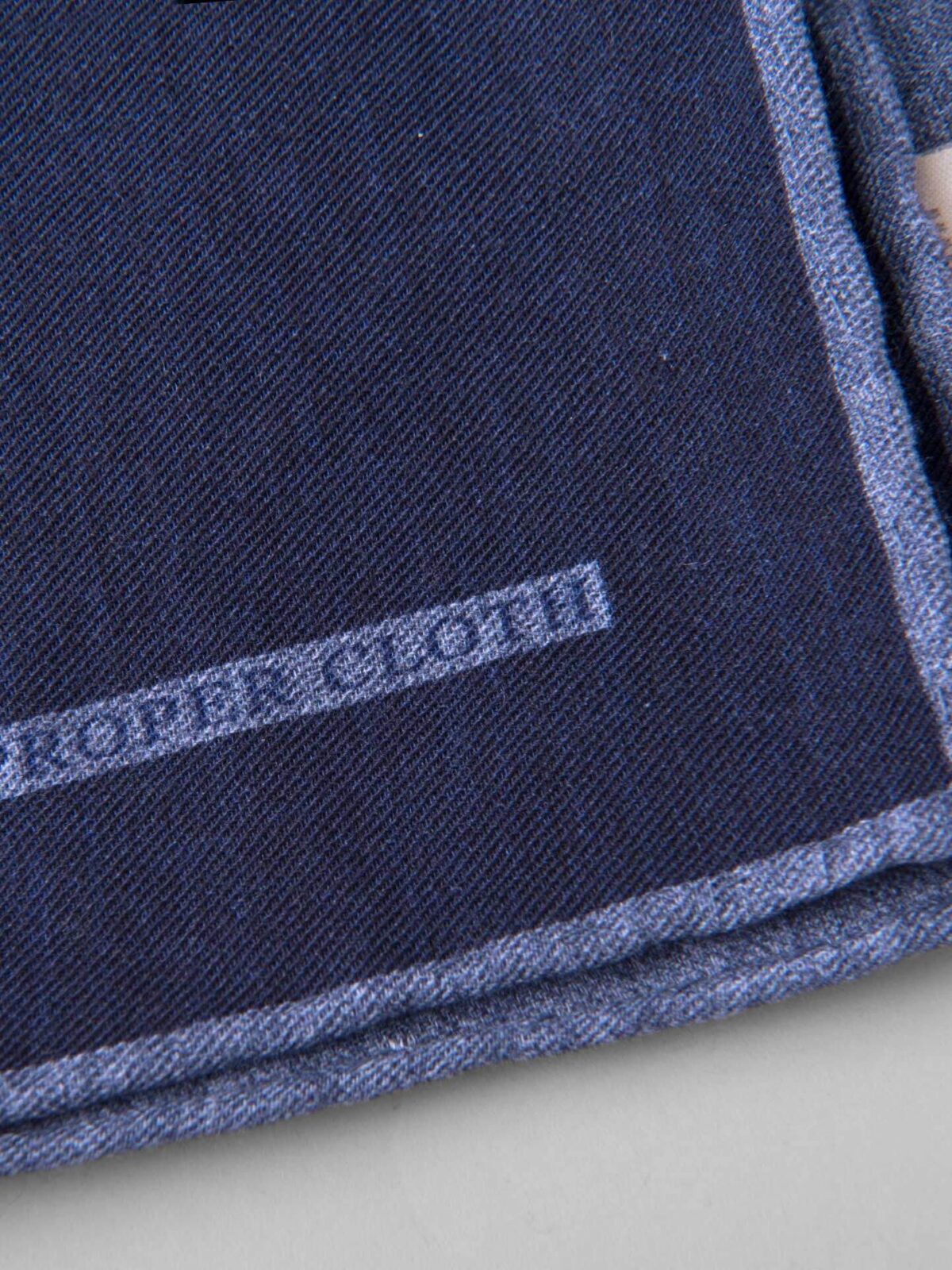 Navy Melange Wool and Cotton Pocket Square
