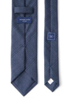 Slate Blue Plaid Wool Tie Product Thumbnail 4