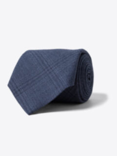 Slate Blue Plaid Wool Tie Product Thumbnail 1