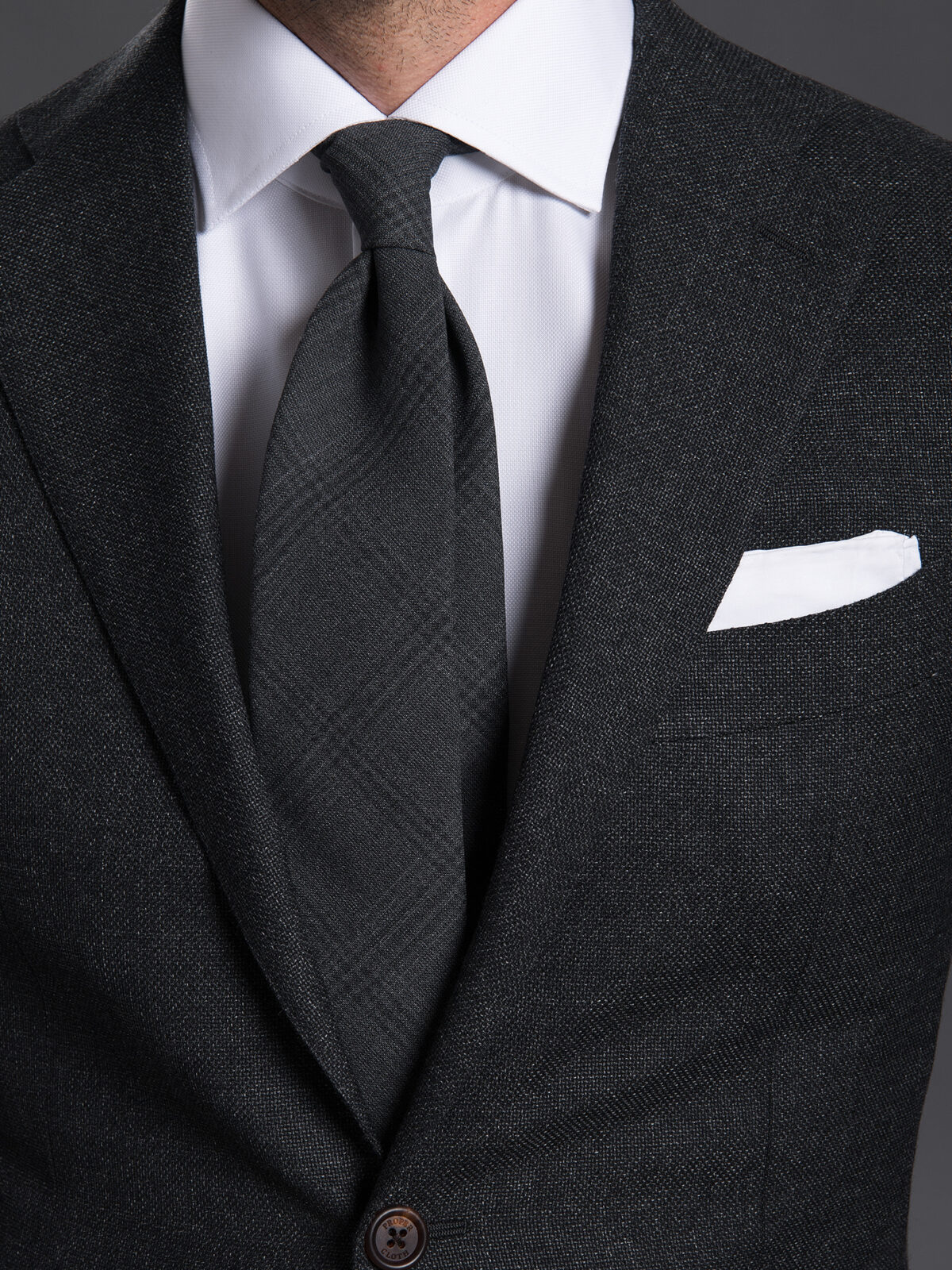 Charcoal Plaid Wool Tie