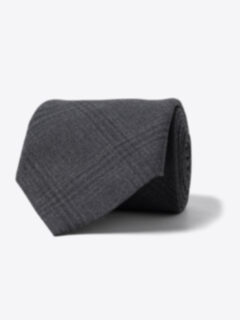 Charcoal Plaid Wool Tie Product Thumbnail 1