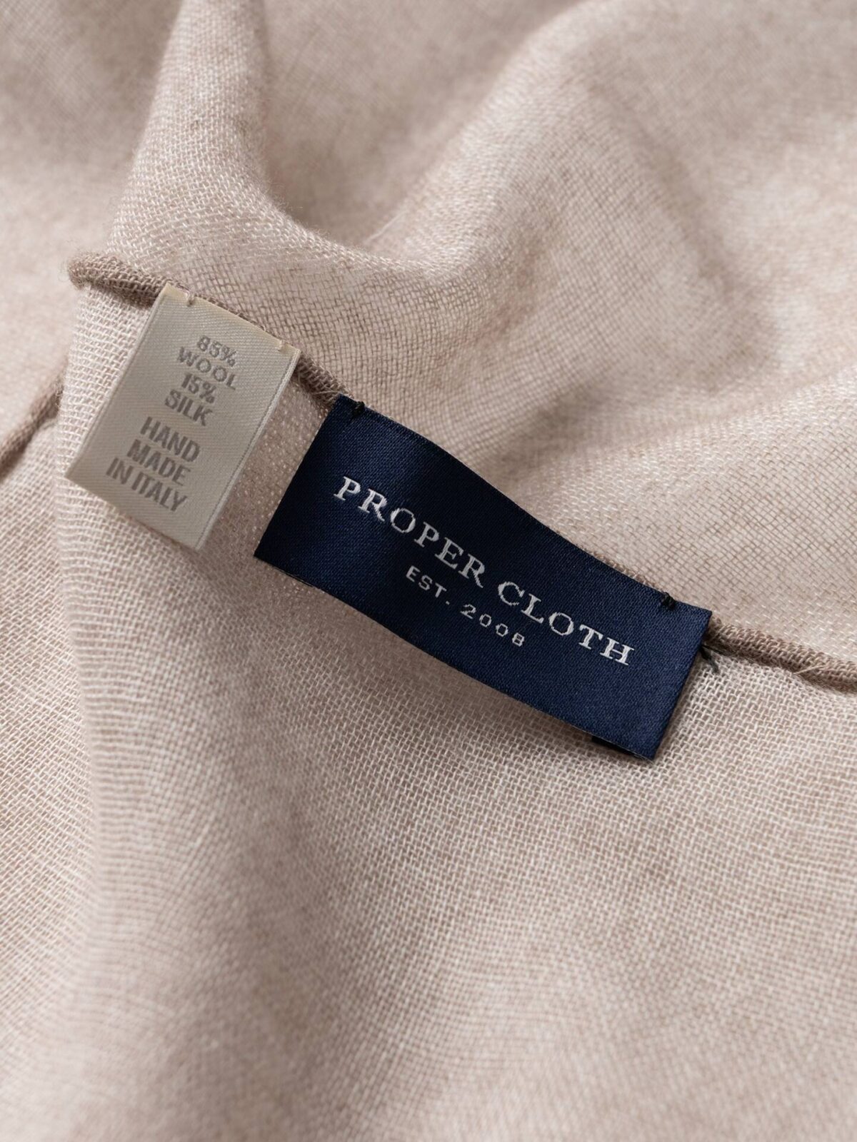 小物 argue SQUARE WOOL GAUZE STOLE/BEIGE Beige Wool and Silk Gauze Pocket Square - Proper Cloth