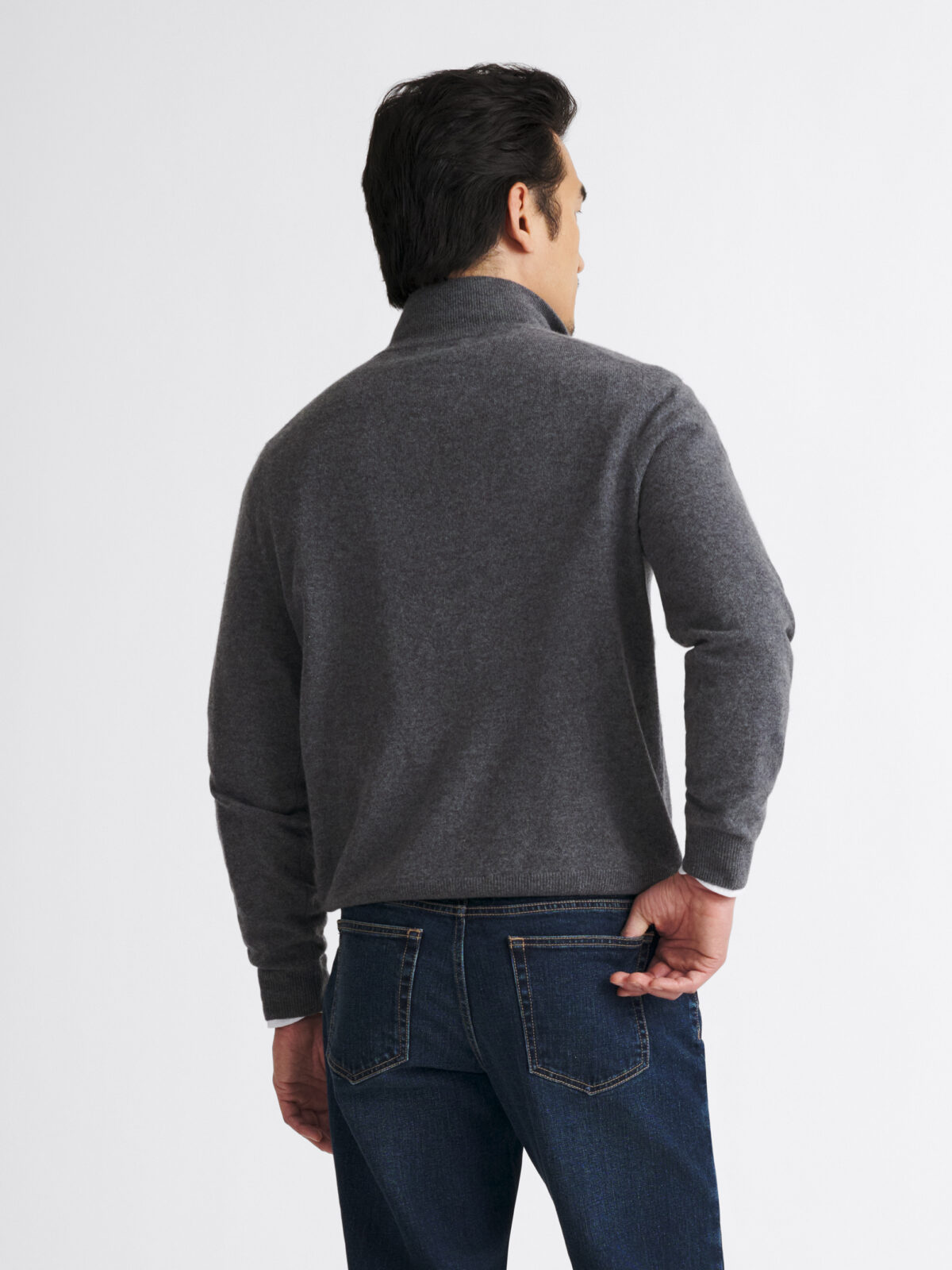 Grey Scottish Cashmere Half-Zip Sweater by Proper Cloth