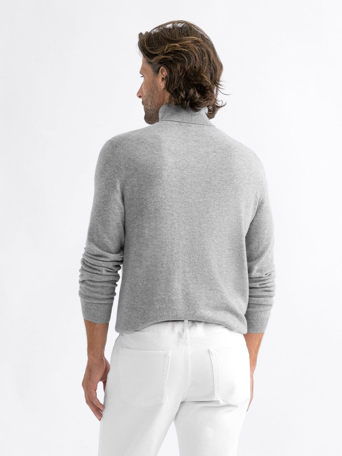 Light Grey Cashmere Turtleneck Sweater