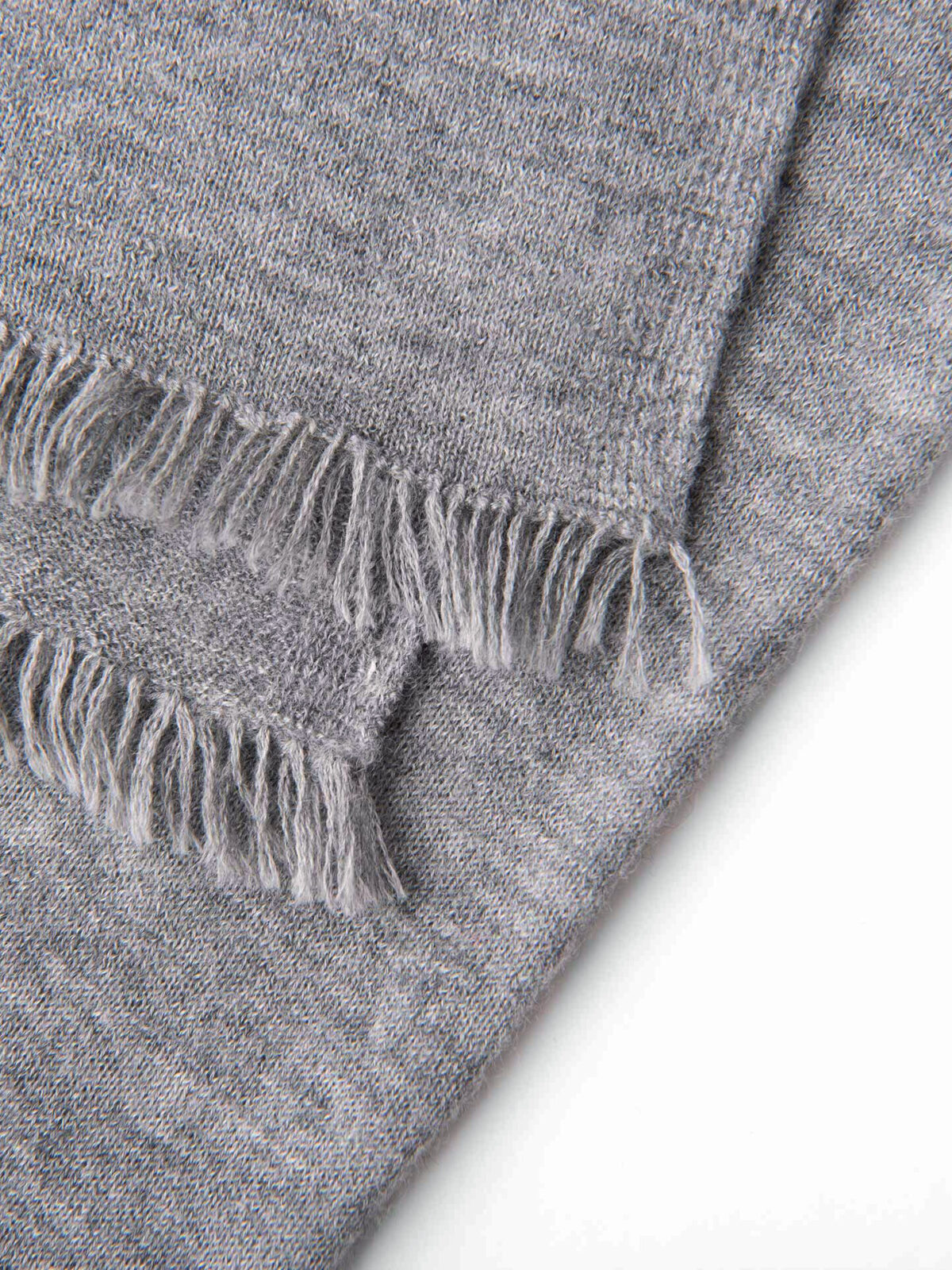Light Grey Italian Cashmere Knit Scarf