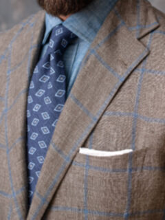 Faded Navy Rhombus Print Cotton and Silk Tie Product Thumbnail 4