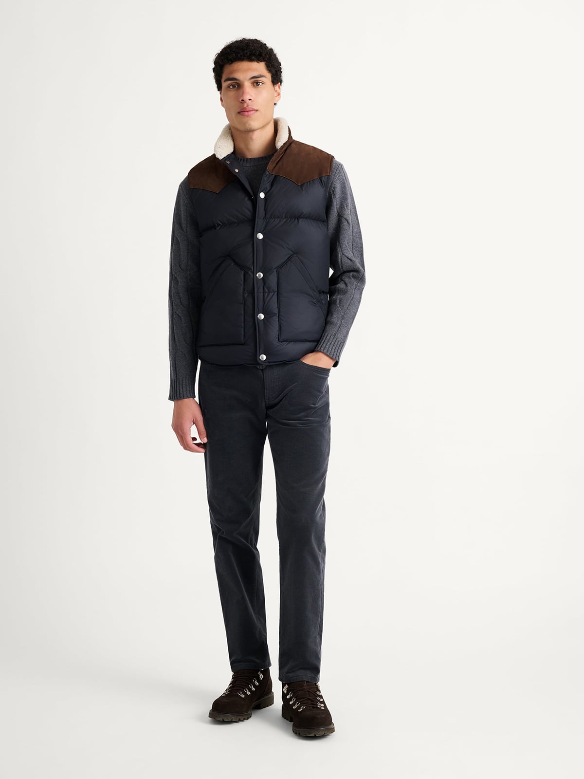 western dress vest Cuadra Black contrasting textures vest