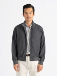 Lucca Charcoal Merino Windbreaker - Proper Cloth