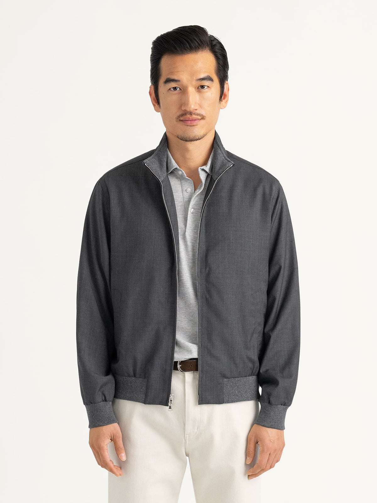 Lucca Charcoal Merino Windbreaker - Proper Cloth