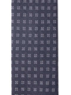 Navy and Grey Printed Wool Tie Product Thumbnail 4