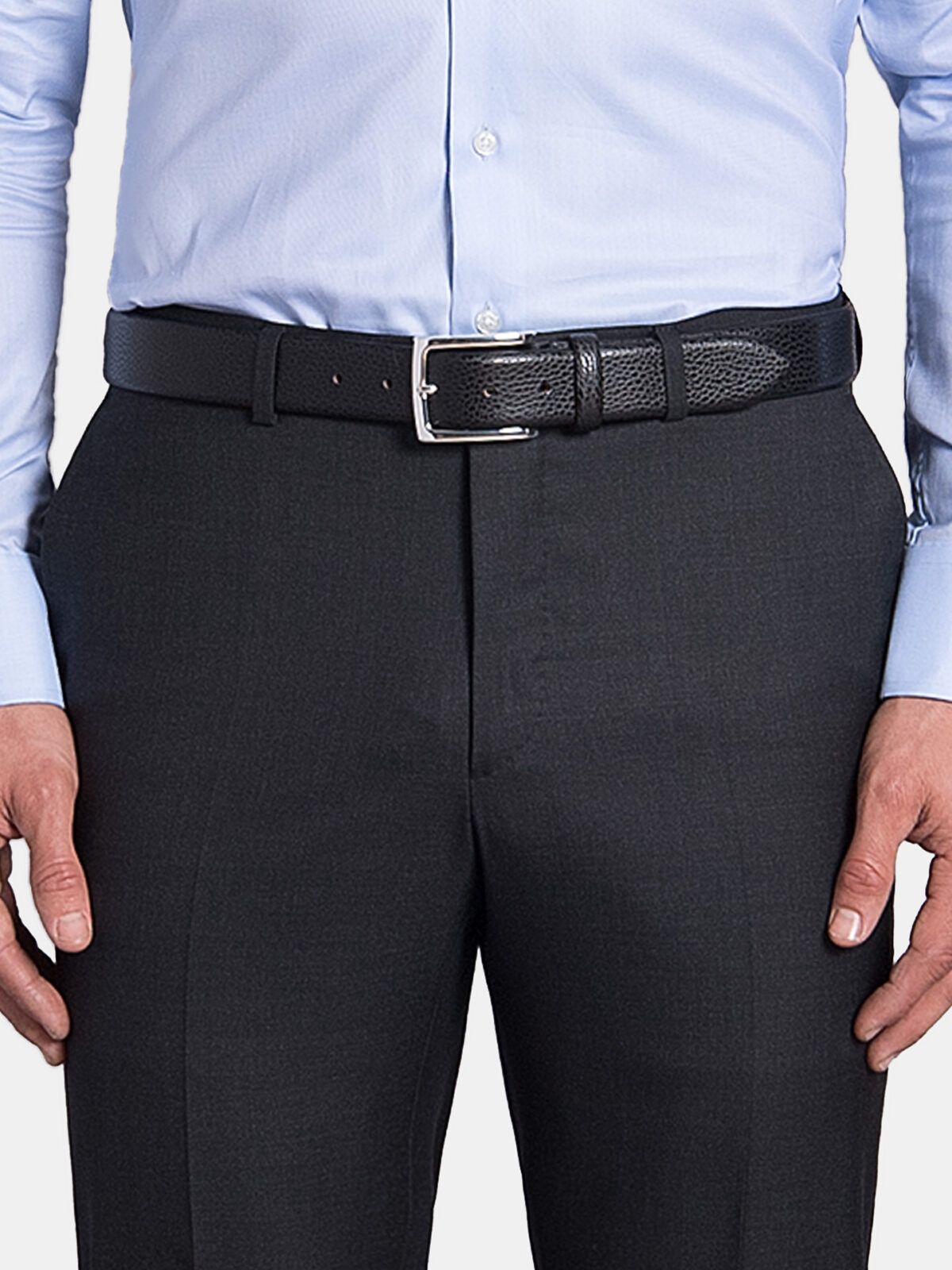 Black Pebble Grain Leather Belt