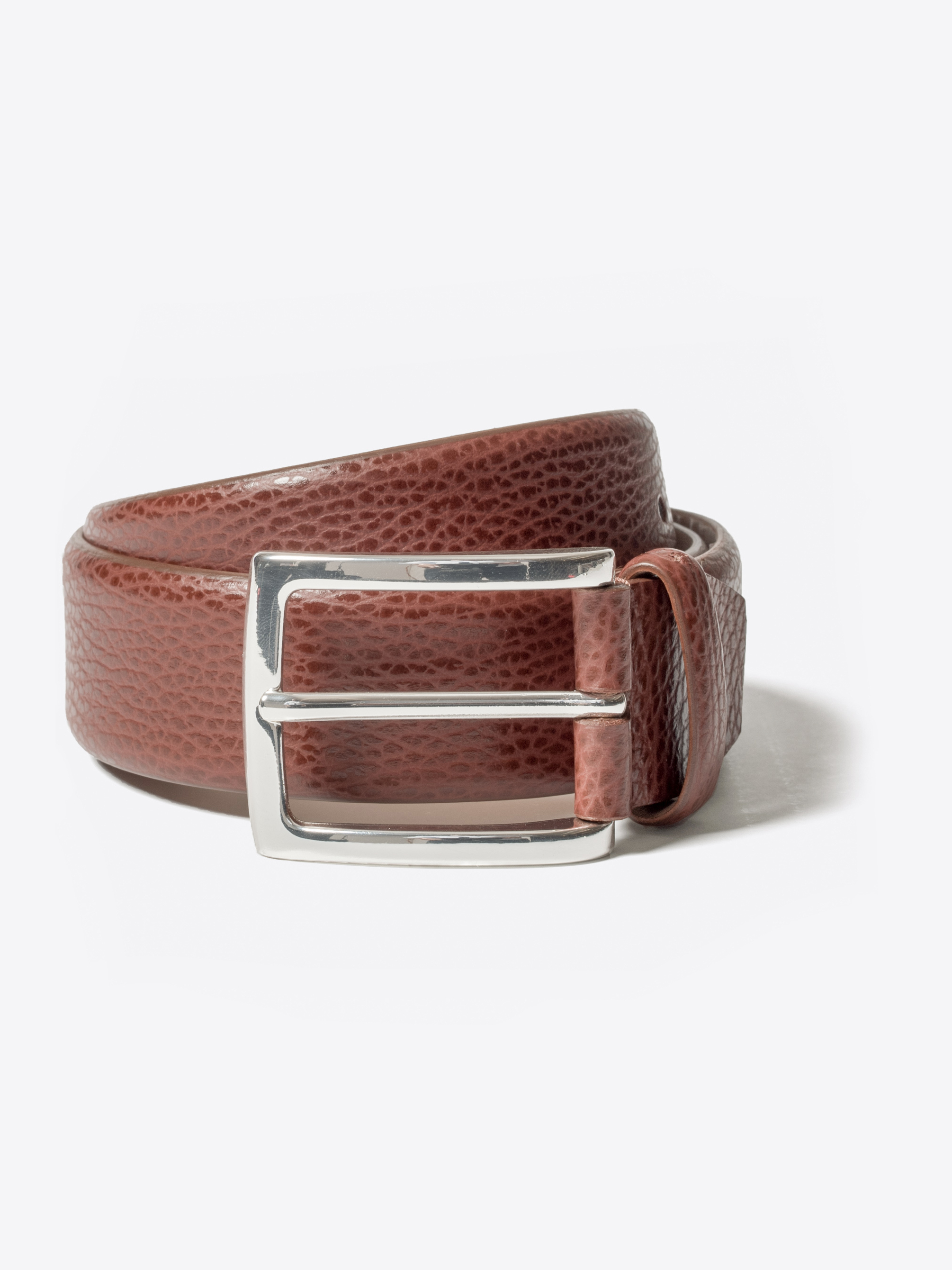 Brown Leather Belt, Brown Pebble Grain