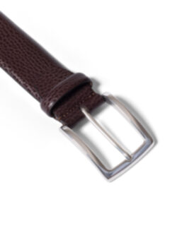 Dark Brown Pebble Grain Leather Belt Product Thumbnail 2