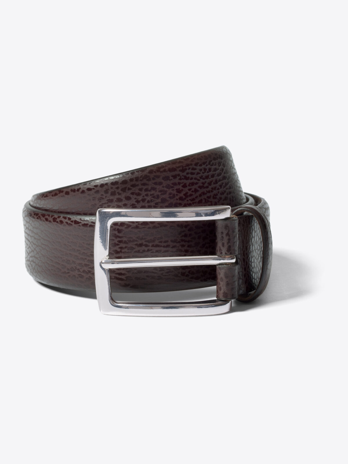 Dark Brown Pebble Grain Leather Belt