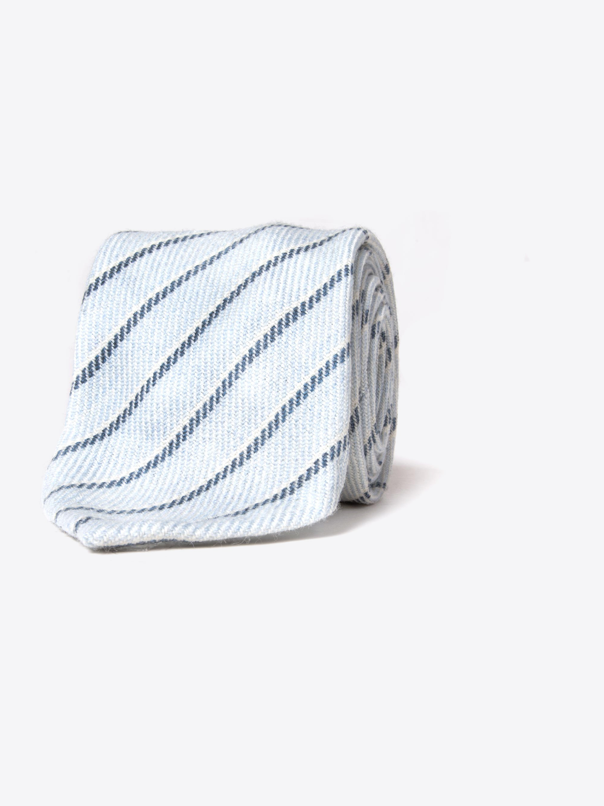 Zoom Image of Genova Light Blue Wool Stripe Tie