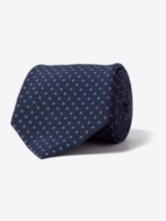 Navy Small Foulard Silk Tie Product Thumbnail 1