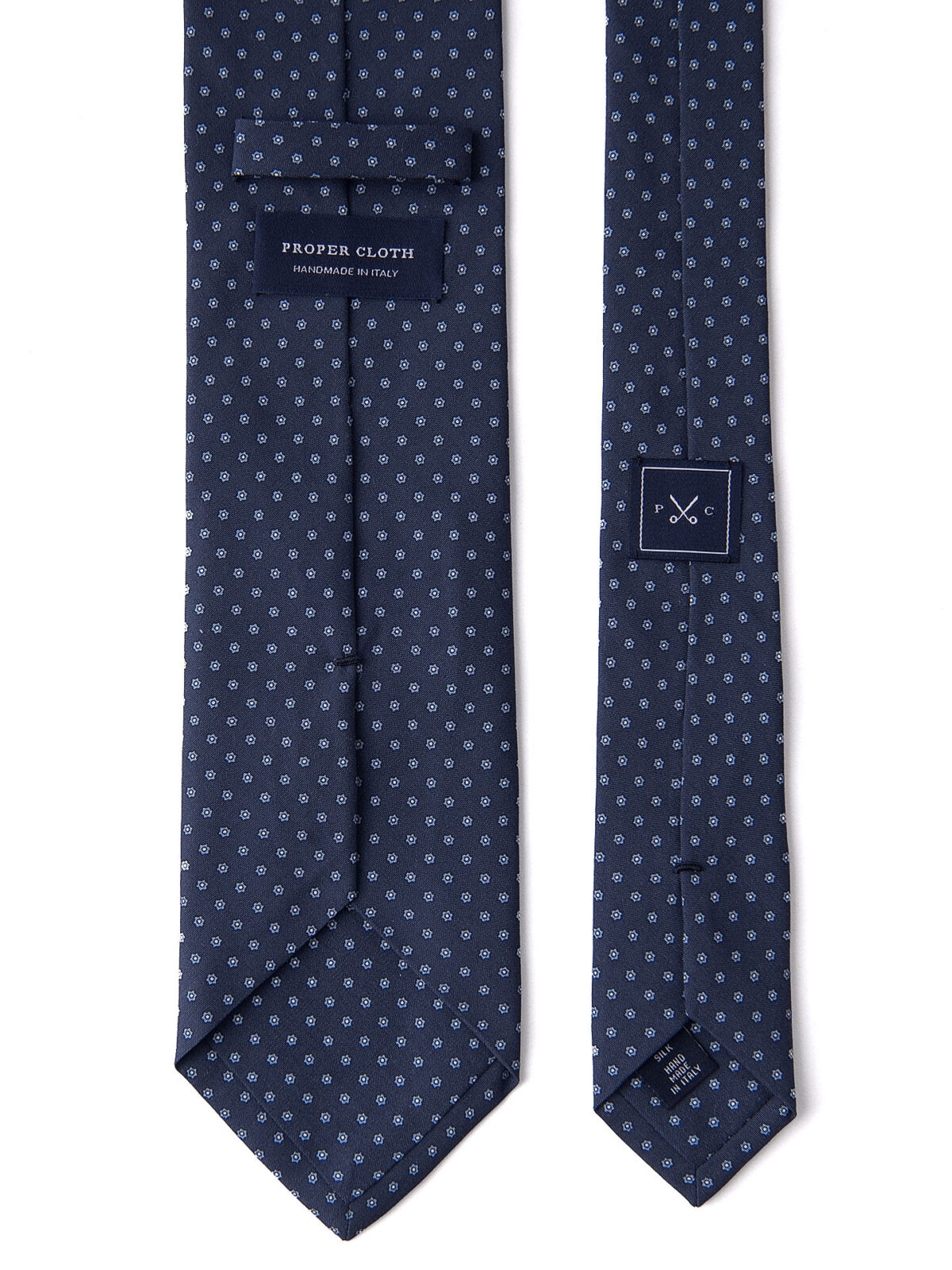 Navy Small Foulard Silk Tie