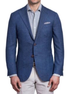 Hudson Ocean Blue Melange Wool Hopsack Jacket Product Thumbnail 2