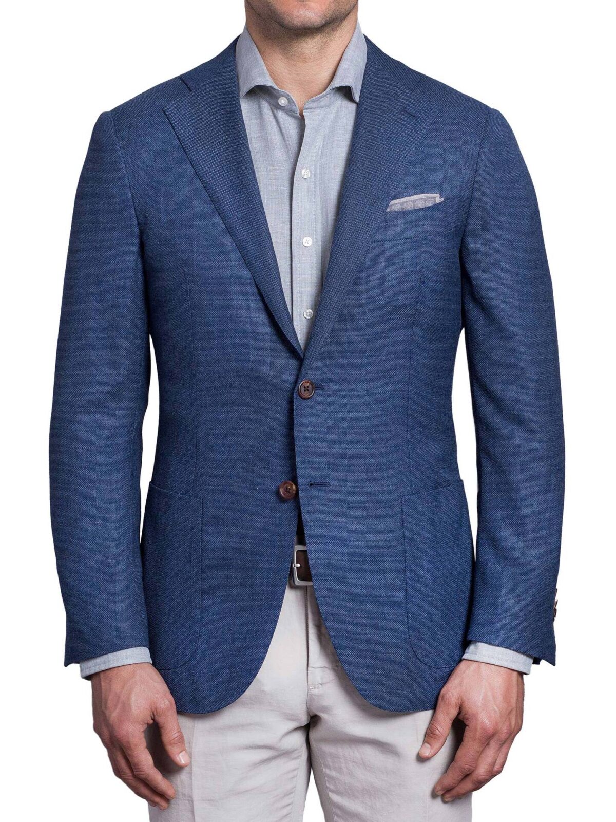Hudson Ocean Blue Melange Wool Hopsack Jacket