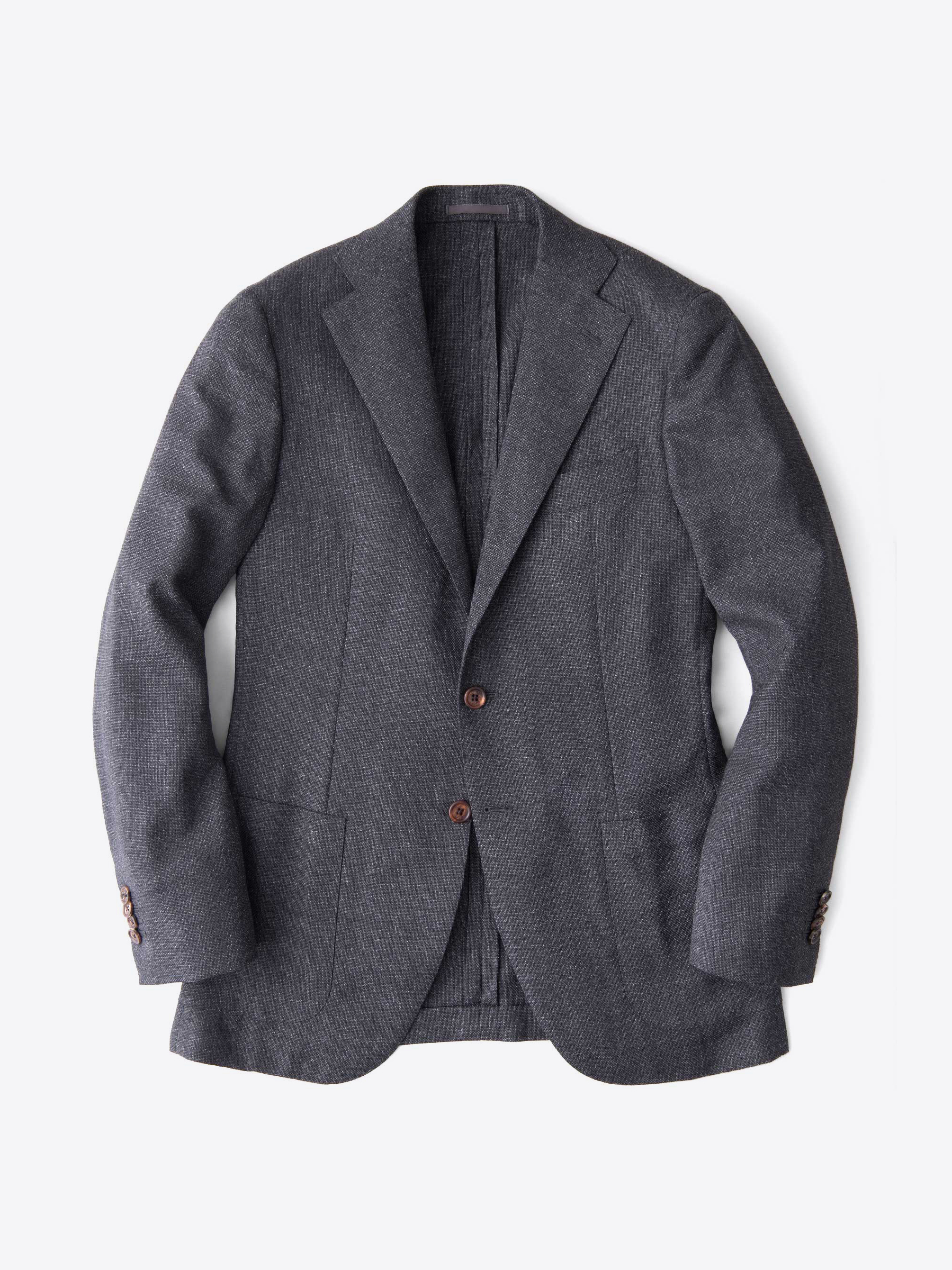 Zoom Image of Hudson Grey Melange Wool Hopsack Jacket