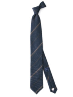 Navy and Brown Striped Wool Tie Product Thumbnail 2