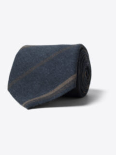 Navy and Brown Striped Wool Tie Product Thumbnail 1