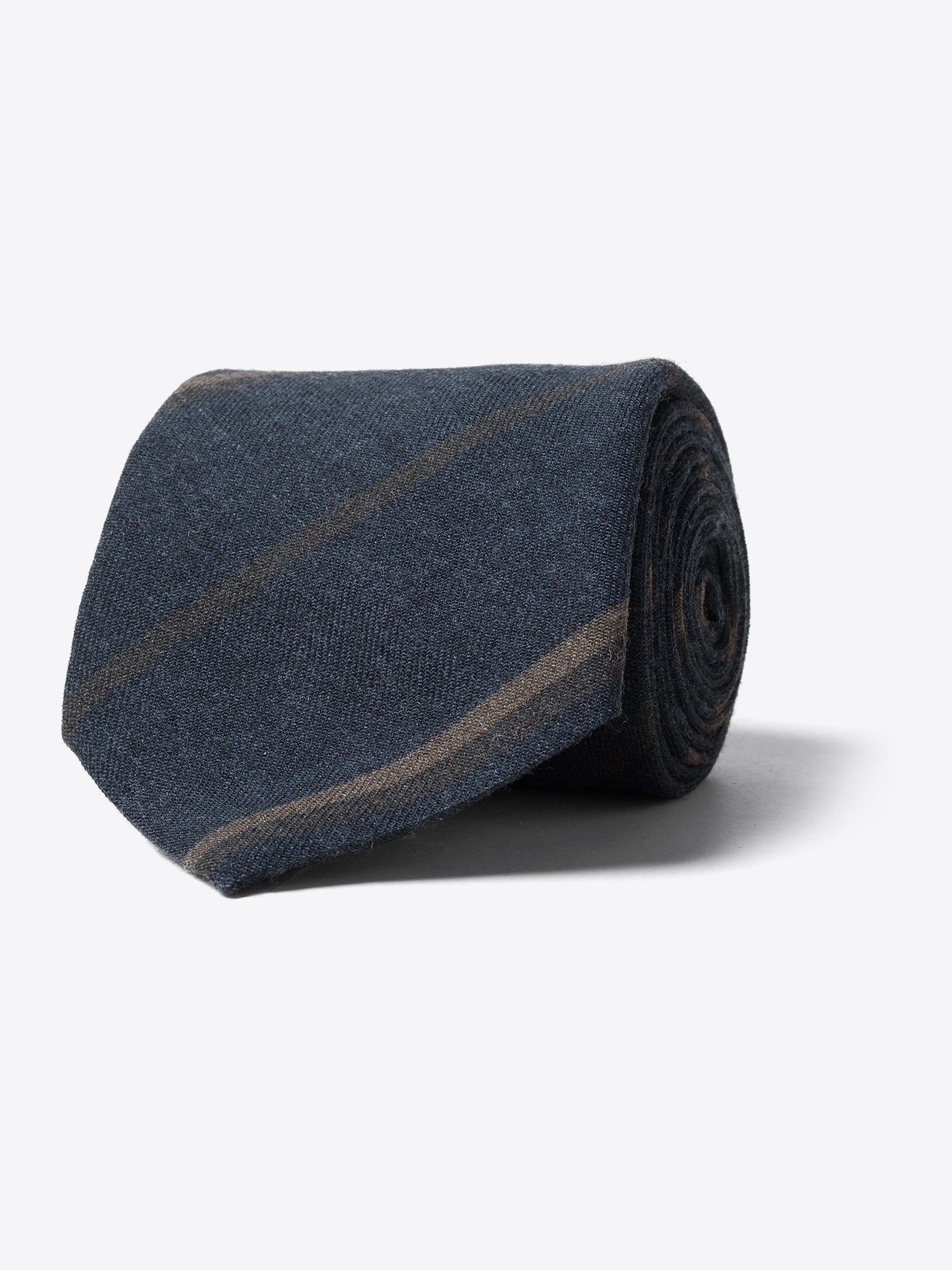 Zoom Image of Navy and Brown Striped Wool Tie