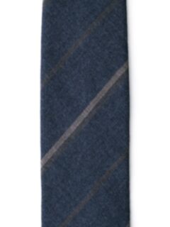 Navy and Brown Striped Wool Tie Product Thumbnail 3