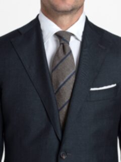 Taupe and Navy Striped Wool Tie Product Thumbnail 5