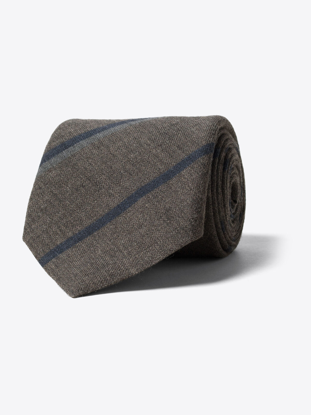 Taupe and Navy Striped Wool Tie