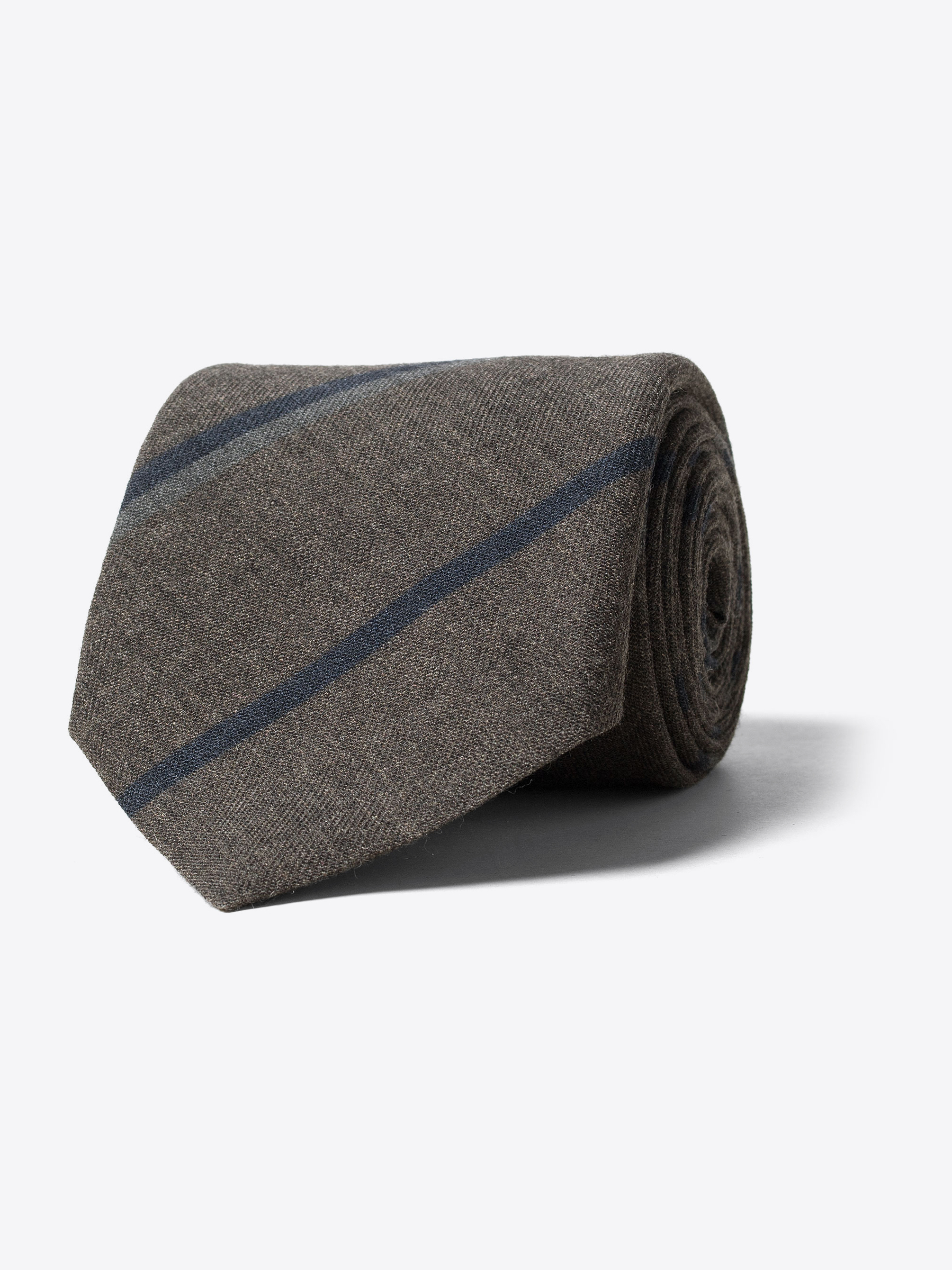 Zoom Image of Taupe and Navy Striped Wool Tie