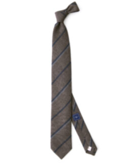 Taupe and Navy Striped Wool Tie Product Thumbnail 2