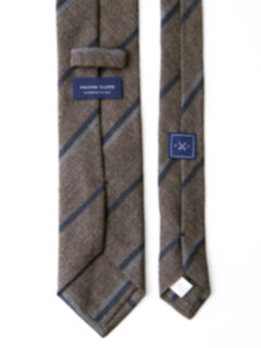 Taupe and Navy Striped Wool Tie Product Thumbnail 4