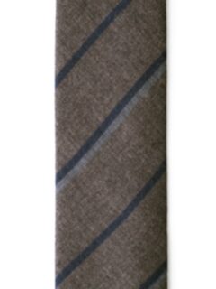 Taupe and Navy Striped Wool Tie Product Thumbnail 3