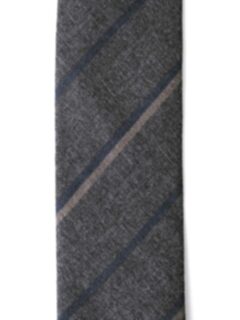 Grey and Navy Striped Wool Tie Product Thumbnail 3