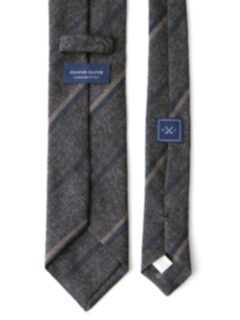 Grey and Navy Striped Wool Tie Product Thumbnail 4