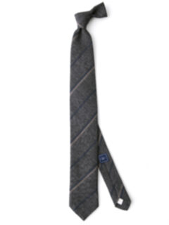 Grey and Navy Striped Wool Tie Product Thumbnail 2