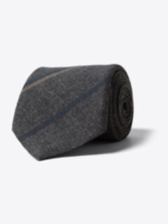 Grey and Navy Striped Wool Tie Product Thumbnail 1
