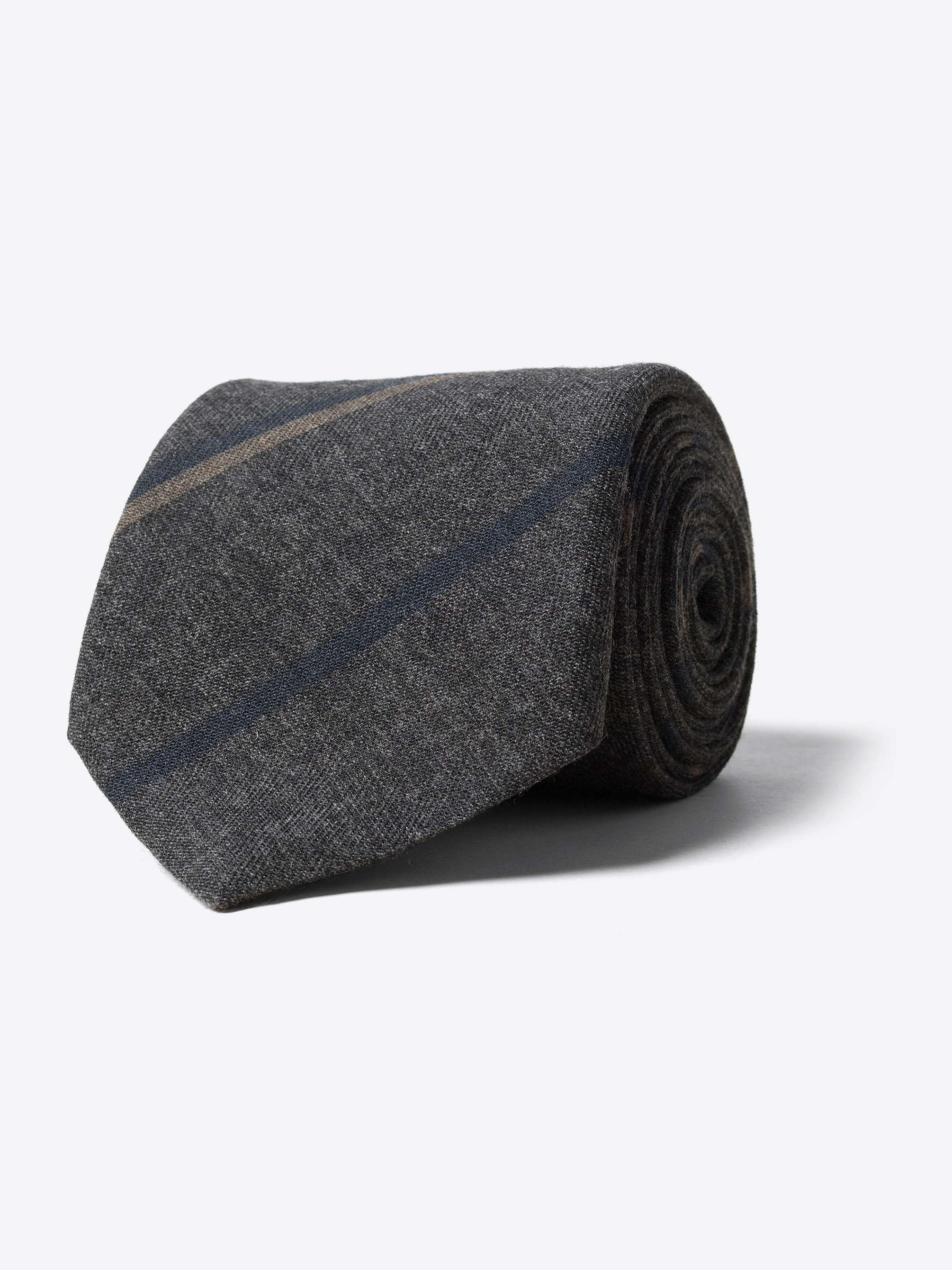 Zoom Image of Grey and Navy Striped Wool Tie