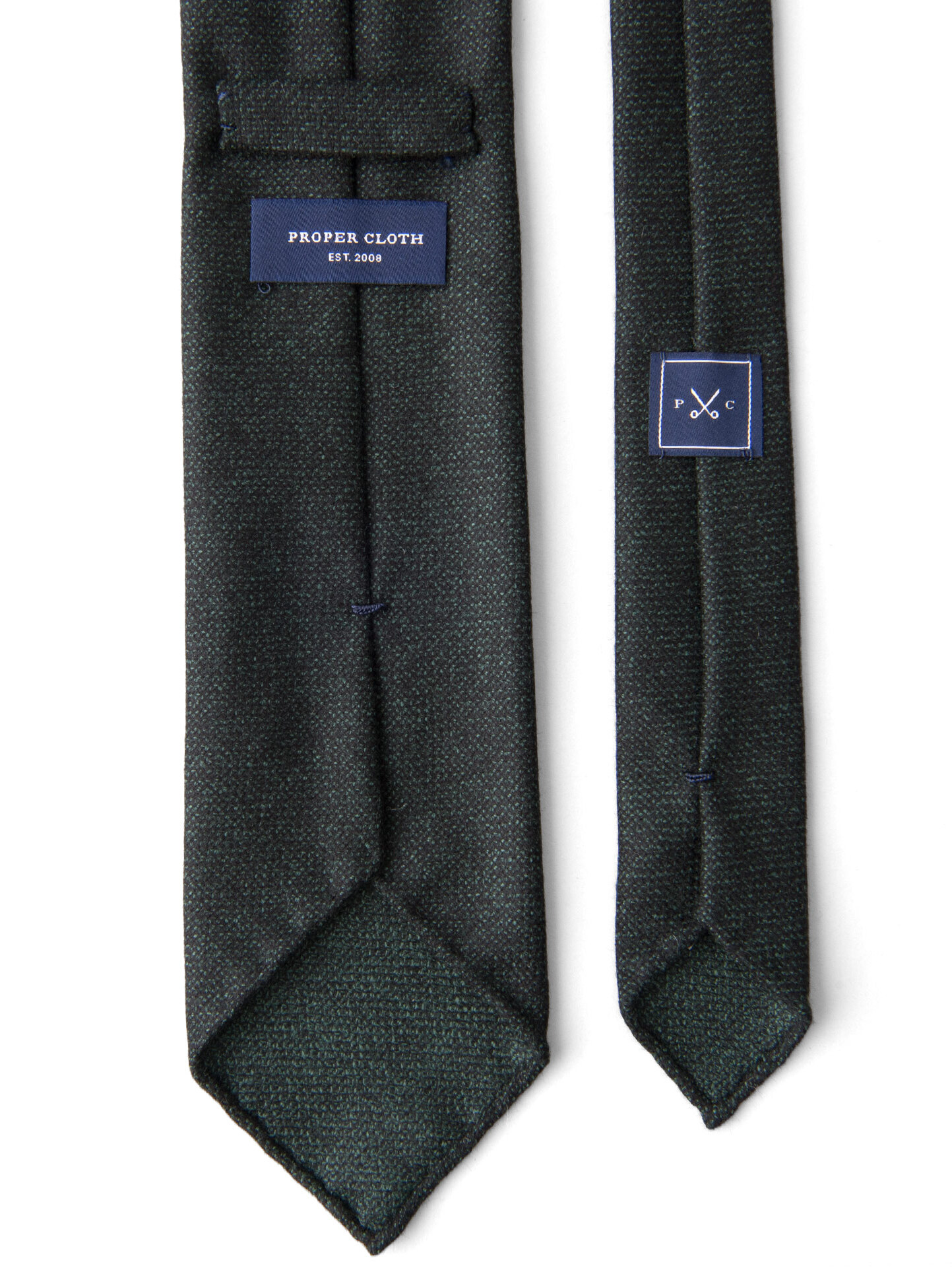 Forest Green Hopsack Wool Untipped Tie by Proper Cloth