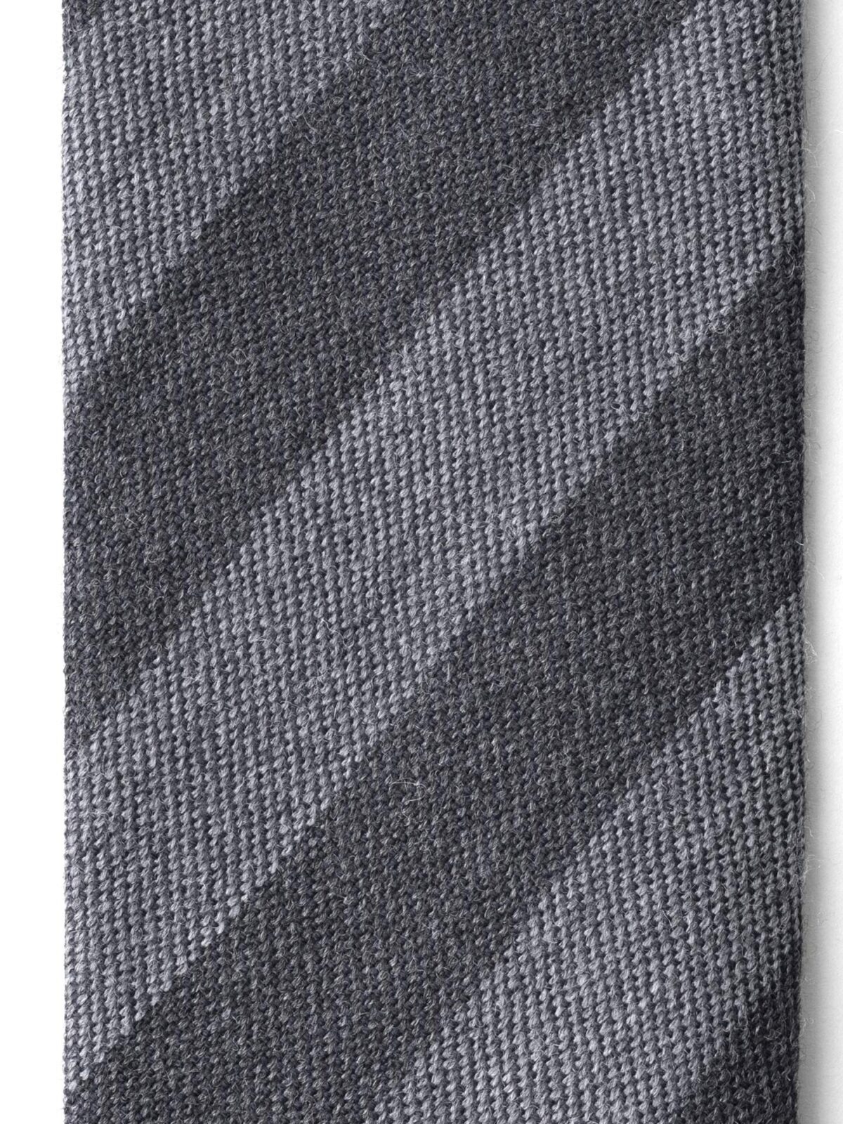 Grey and Charcoal Striped Wool Tie