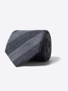 Grey and Charcoal Striped Wool Tie Product Thumbnail 1